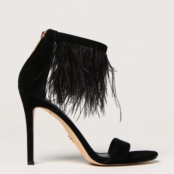 Michael Kors Meena Ostrich Feathers Suede Heels (size 6) - Picture 1 of 5